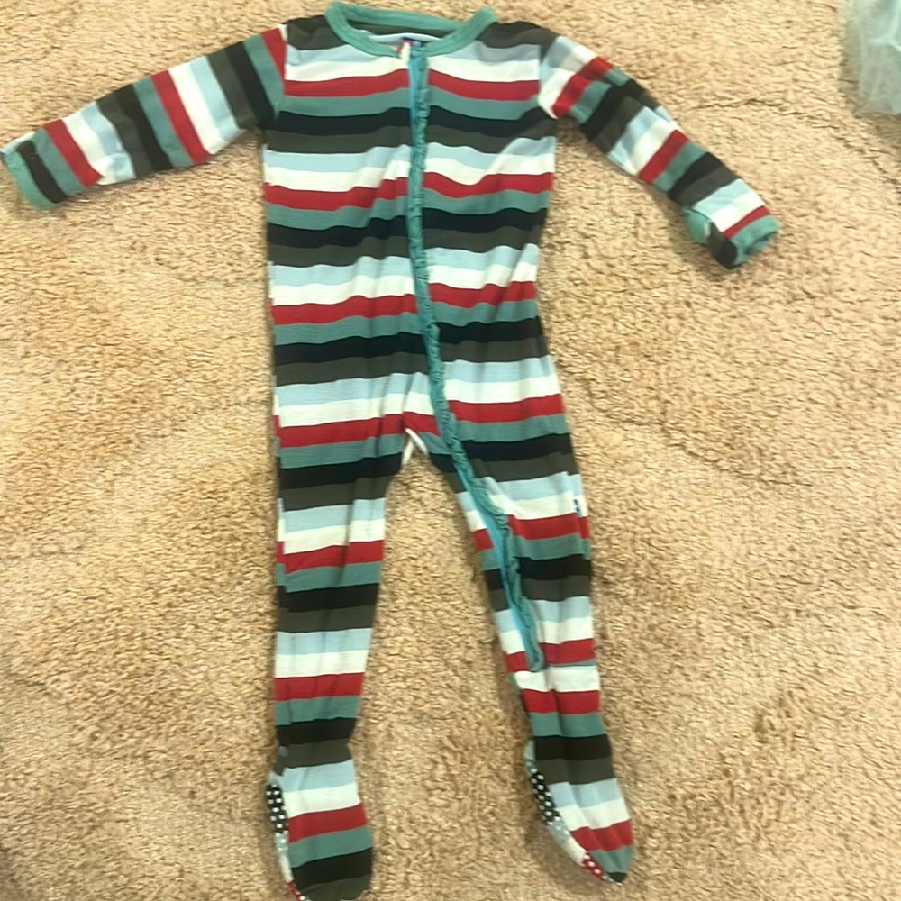 Kickee Pants 6-9mo striped footie pajamas